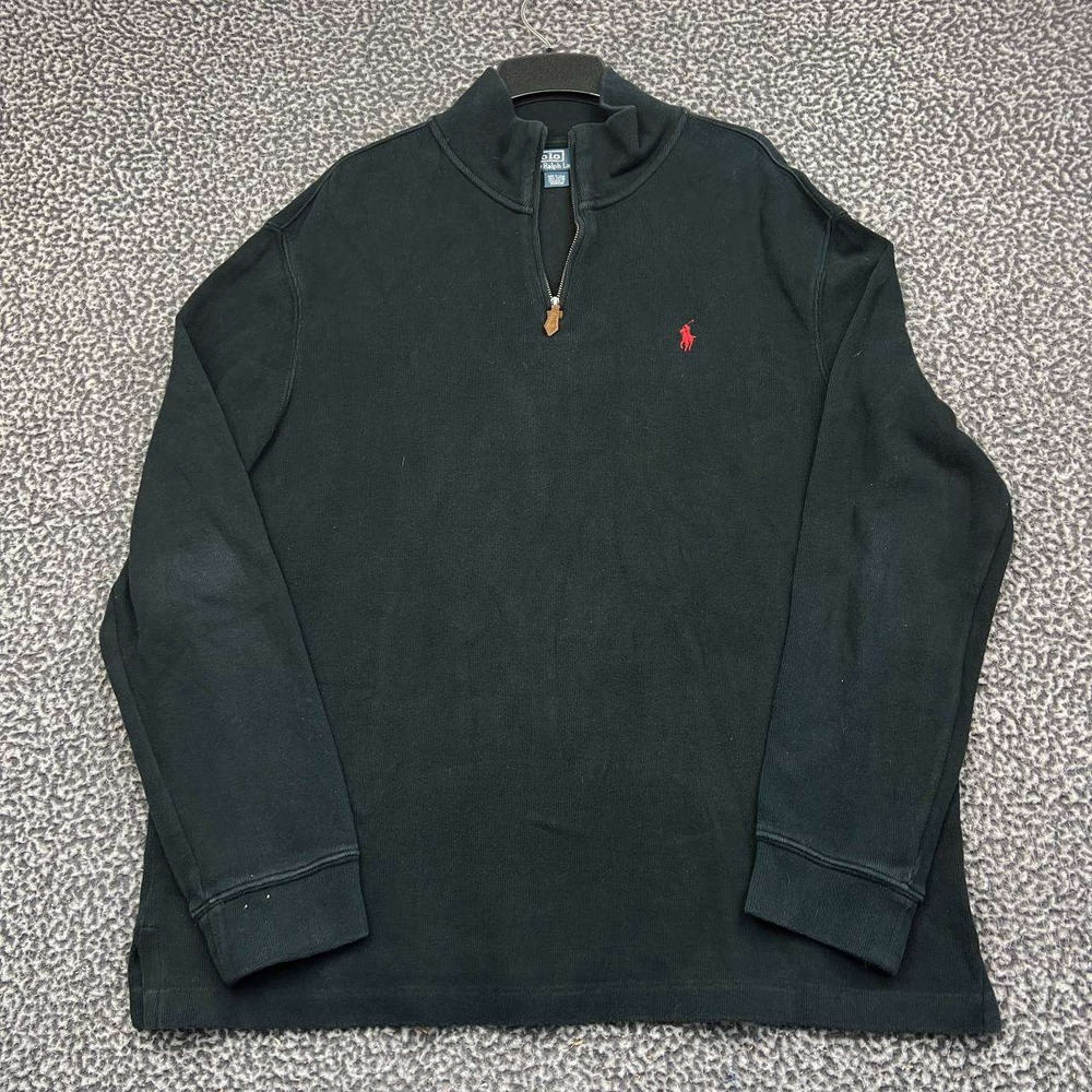 Vintage Polo Ralph Lauren Sweater Men XL 1/4 Zip Cotton Pullover Long Sleeve